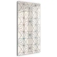 Tulup Wandklok - Geometrische achtergrond Glazen Klok Met Print - 30x60 cm - Beige Wandklok Glas Met Motief - Witte handen - Rechthoekige Klok - Wandklok Glas Decoratie - Gekleurde Glazen Klok