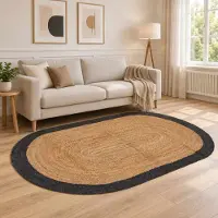 vidaXL Gebied Tapijt Donkergrijs 152 x 245 cm Jute