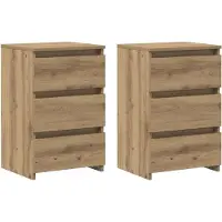vidaXL Nachtkastjes 2 st 40x35x62,5 cm bewerkt hout artisanaal eiken