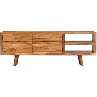 vidaXL Tv-meubel met bewerkte deuren 117x30x40 cm massief acaciahout