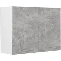 Vicco Glazen keukenkast R-Line, Beton/Wit, 80 cm
