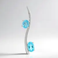 Cavill - 925 Sterling Zilver Palladium - Blauwe Apatiet 0,689 ct Ovaal - Duurzame Hanger uit Madagaskar - Elegante Ovale Edelsteen - Sieraad