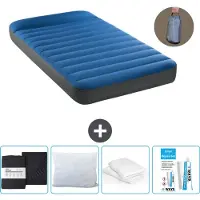 Intex luchtbed - 1 persoon - 99 x 191 x 22 cm - Blauw - Inclusief pomp - Spanlakenset - Kussen - Reparatieset en kussentrek
