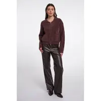 Rino & Pelle Bento.5002612 rino en pelle short cardigan with zipper closure coffee roast