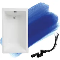 Badland Badkuip, rechthoekig, Capri, 120x70 cm, inclusief afvoer en poten. GRATIS, zonder afwerking