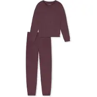 Schiesser Pyjama ' Casual Feel ' donkerbruin / lila / aubergine
