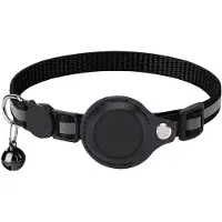 Famanu – Kattenhalsband met Reflector en Bel, Verstelbaar, Geschikt voor Airtag, Zwart