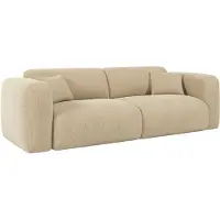 Vente-unique Vierzitsslaapbank van geribbeld beige fluweel - POGNI van Maison Céphy