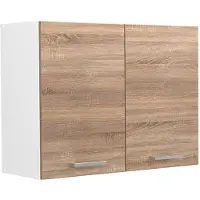 Vicco Glazen keukenkast R-Line, Sonoma/Wit, 80 cm
