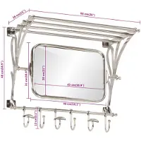 vidaXL Bagagerek met kleerhangers en spiegel wandmontage aluminium
