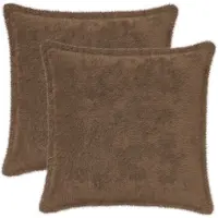 vidaXL Kussensloop 2 st HOUTEN Lichtbruin 35 x 35 cm Nep Konijnenbont