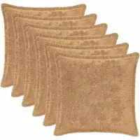 vidaXL Kussensloop 6 st HOUTEN Taupe 35 x 35 cm Nep Konijnenbont