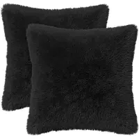 vidaXL Kussen 2 st HEERLEN Zwart 35 x 35 cm PV Fleece