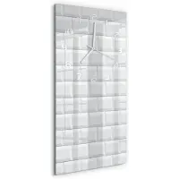 Tulup Wandklok - Keramische muur Klok Glas Met Opdruk - 30x60 cm - Wit Moderne Wandklok Glas - Witte handen - Rechthoekige Klok - Decoratieve Glazen Klok - Glazen Wandklok Design
