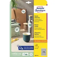 Avery 6225-10 Ronde Etiketten Ø 51 mm Wit 10 Vellen à 15 Etiketten