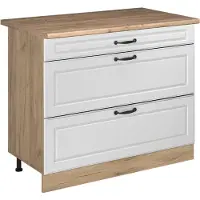 Vicco Keukenonderkast R-Line Wit landelijk/Goudkleurig Eiken 100 cm goudkleurig eiken werkblad, Model 71633