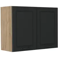 Vicco Glazen keukenkast R-Line, Antraciet landelijk/Goudkleurig Eiken, 80 cm