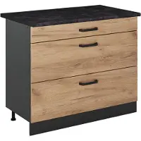 Vicco Keukenonderkast R-Line Goudkleurig Eiken/Antraciet 100 cm antraciet werkblad, Model 71556
