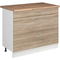 Vicco Keukenonderkast R-Line Sonoma/Wit 100 cm goudkleurig eiken werkblad, Model 71537
