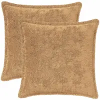 vidaXL Kussensloop 2 st HOUTEN Taupe 40 x 40 cm Nep Konijnenbont