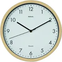 MAUL Grain houten wandklok met witte wijzerplaat (Ø 30 cm)