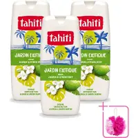 Tahiti 3 x – Douchegel – Exotische Tuin Jasmijn & Limoen - 315 ml - Bulkverpakking - Douchegel - Douchemop - Jasmijn