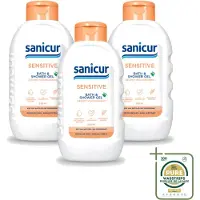 Sanicur 3 x – Bad & Douchegel – Sensitive – 300 ml - Wasstrips - Gevoelige Huid - Bad En Douchegel - Milde Reiniging - Droge Huid - Kamille Extract