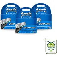 Wilkinson 3 x - Navulmesjes Quattro - Met Precisietrimmer - 4 scheermesjes - Grootverpakking - Vaatwasstrips - Scheermesjes - Navulmesjes - Precisietrimmer - Titaniumcoating - Huidvriendelijk