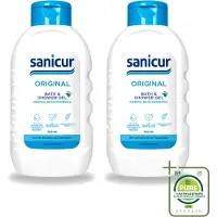 Sanicur 2 x – Bad & Douchegel – Original – 300 ml - Grootverpakking - Vaatwasstrips - Bad En Douchegel - Milde Reiniging - Huidverzorging - Hydraterende Gel - Gevoelige Huid