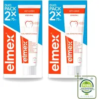 Elmex 2 x – Tandpasta – Anti-Cariës – 2x75 ml - Grootverpakking - Vaatwasstrips - Tandpasta Tegen Gaatjes - Aminfluoride Tandpasta - Cariësbescherming - Tanden Versterken - Tandpasta Anti-cariës