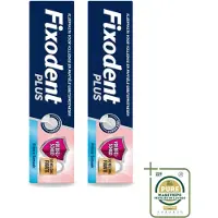 Fixodent 2 x Plus – Kleefcrème – Food Barrier – Frisse Smaak – 40 g - Wasstrips - Kleefpasta - Kunstgebit - Food Barrier - Voedselresten - Frisse Muntsmaak