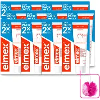 Elmex 12 x – Tandpasta – Anti-Cariës – 2x75 ml - Bulkverpakking - Tandpasta tegen gaatjes - Douchemop - Aminfluoride tandpasta
