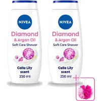 Nivea 2 x - Diamond Touch Douchegel - Sensuele Leliegeur - 250 ml - Bulkverpakking - Douchegel - Douchemop - Diamantpoeder