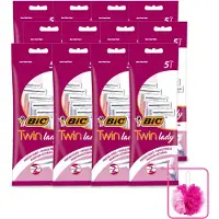 BIC 12 x - Twin Lady - Scheermesjes - Dubbel Mesje - Wegwerpmesjes - 5 Scheermesjes - Bulkverpakking - Scheermesje vrouw - Douchemop - Wegwerpscheermesje