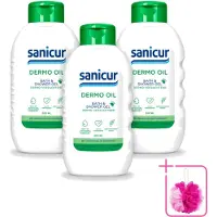 Sanicur 3 x – Bad & Douchegel – Dermo-Oil – 300 ml - Bulkverpakking - Bad en douchegel - Douchemop - Droge huid