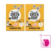 Marcel's Green Soap 2 x - Handzeep Bar - Vanille & Cherry Blossom - Krachtige werking - 90 gr - Bulkverpakking - Handzeep bar - Douchemop - Plasticvrije handzeep
