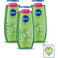 Nivea 3 x – Douchegel – Fruity Delight – 250 ml - Grootverpakking - Vaatwasstrips - Douchegel - Fruitige Geur - Huidverzorging - Verfrissend - Mild Reinigen