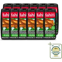 Tahiti 12 x – Douchegel – Tropenhout Vegan - 315 ml - Wasstrips - Douchegel Tropisch Hout - Vegan Douchegel - Natuurlijke Douchegel - Houtgeur Douchegel - Energieke Douchegel