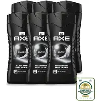 Axe 6 x - 3-in-1 Douchegel - Black - Frozen Pear & Cedarwoord - 12hrs Long Lasting Scent - 250 ml - Wasstrips - Douchegel - Lichaam - Gezicht - Haar - Frisheid