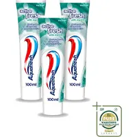 Aquafresh 3 x - Tandpasta - Verfrissende Reiniging - Menthol - 100 ml - Wasstrips - Tandpasta Menthol - Verfrissende Reiniging - Mondverfrissend - Tandplak Verwijderen - Tandsteen Voorkomen