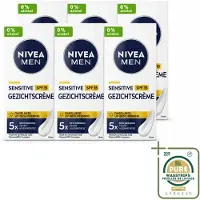 Nivea 6 x MEN Sensitive gezichtscrème met SPF 15 - 75 ml - Voordeelverpakking - 6 stuks