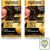 Syoss 2 x - Oleo Intense 5-10 - Haarverf - Permanente Haarkleuring - Cool Bruin - Langdurige Kleur - Wasstrips - Haarverf - Permanente Haarkleuring - Cool Bruin - Haarkleur - Haarverf Zonder Ammoniak
