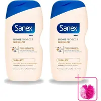 Sanex 2 x - BiomeProtect Micellair - Douchegel - Vitaliteit - 0% Sulfaat - Alle Huidtypes - 400 ml - Bulkverpakking - Huid reinigen - Douchemop - Micellaire douchegel