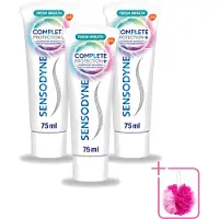 Sensodyne 3 x – Tandpasta – Complete Protection + Fresh Breath – 75 ml - Bulkverpakking - Gevoelige tanden - Douchemop - Tandpasta