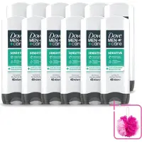 Dove 12 x - Shower Gel - 3-in-1 - Men Care Sensitive - Verfrissend en zacht - 400 ml - Bulkverpakking - Douchegel voor mannen - Douchemop - Gevoelige huid