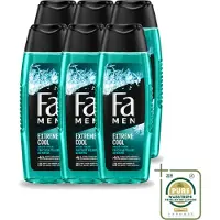 Fa 6 x Men - Extreme Cool - 2 in 1 Douchegel & Shampoo - Menthol - 250 ml - Wasstrips - Douchegel En Shampoo - Menthol - Verfrissend - Lichaam Reinigen - Haar Reinigen