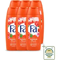 Fa 6 x - Paradise Moments - Douchecrème - Hibiscusbloem - 250 ml - Wasstrips - Douchecrème Hibiscusbloem - Vegan Douchecrème - Huidverzorgende Douchecrème - Hibiscusbloem Geur - Duurzame Douchecrème