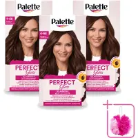 Palette 3 x - Haarverf - Perfect Gloss 4-68 Red Brown - Bulkverpakking - Glanzende haarkleur - Douchemop - Ammoniakvrije haarkleuring