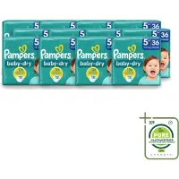 Pampers 12 x – Luiers – Baby-Dry Maat 5+ (12-17 kg) – 36 Luiers - Grootverpakking - Vaatwasstrips - Baby-luiers - Droge Huid - Droge Luiers - Baby Droogheid - Droge Luier