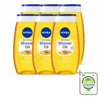 Nivea 6 x - Doucheolie - Natuurlijke Doucheolie - 200 ml - Grootverpakking - Vaatwasstrips - Doucheolie - Natuurlijke Oliën - Huid Verzorging - Zachte Huid - Hydraatatie